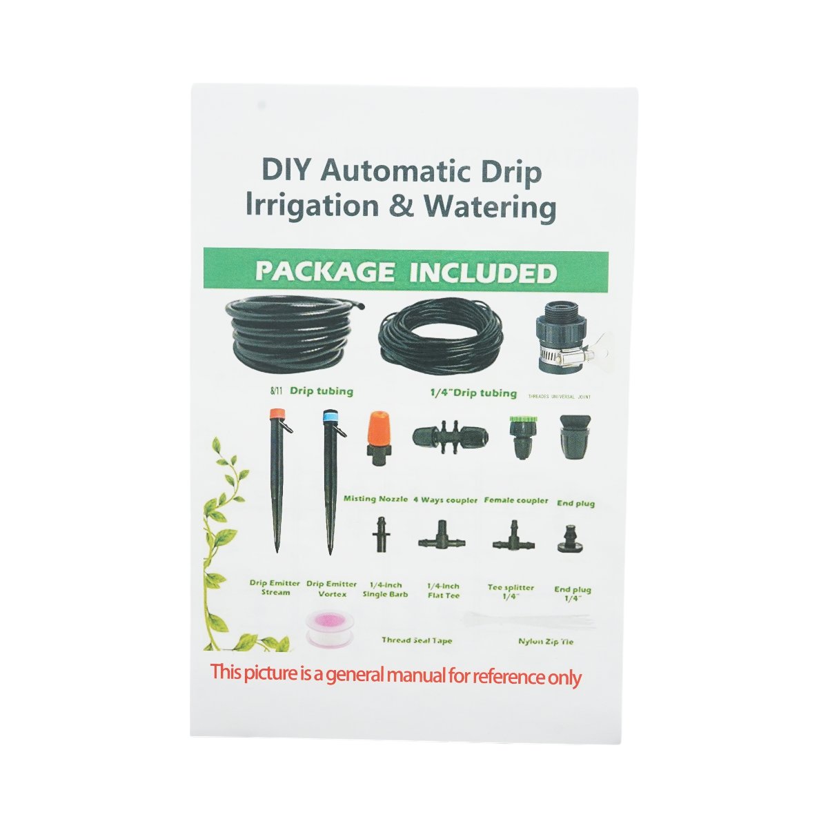 Kit complet irigare prin picurare si pulverizare cu 2 furtunuri 8m/62m, duze, microaspersoare, conectori 145 piese